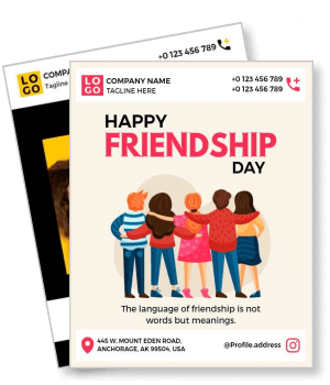 happy friendship day celebration group hug diverse friends template