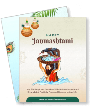 happy janmashtami greeting card with lord krishna birth celebration design template