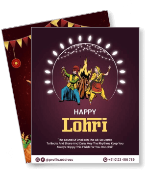 happy lohri celebration with dhol and dance design template