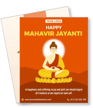 happy mahavir jayanti celebration design with buddha meditation illustration template