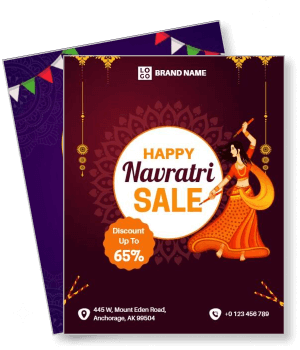 happy navratri sale festival with discount details and dancing woman template