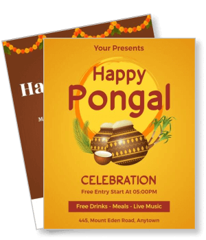 happy pongal celebration event invite with traditional pots template