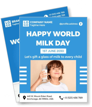 happy world milk day with child drinking milk template