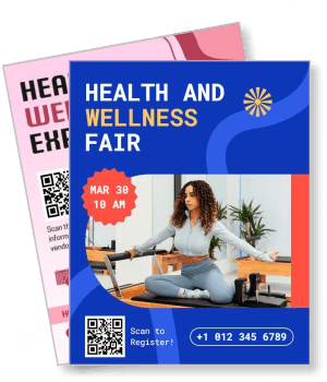 health wellness fair poster yoga fitness event invitation template