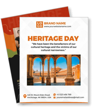 heritage day event with historic architecture and contact details template