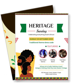 heritage day event with traditional theme information and activities list template