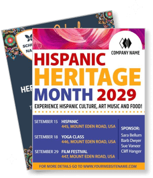 hispanic heritage month 2029 event with dates and activities template