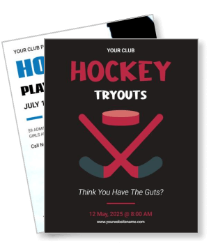 hockey tryouts poster club event advertisement 2025 template