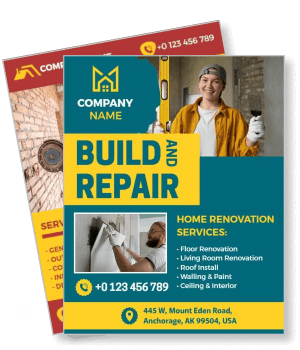 home renovation services flyer build and repair floor living roof walling ceiling template