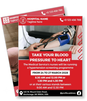 hospital blood pressure screening programme poster design template