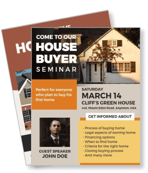 house buyer seminar with event details and guest speaker template
