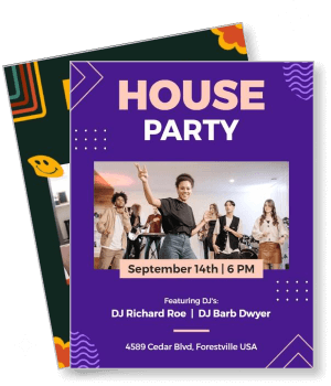 house party poster september 14 dj event with address and time template