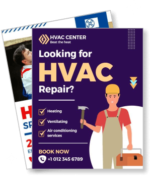hvac repair service advertisement with technician and contact info template