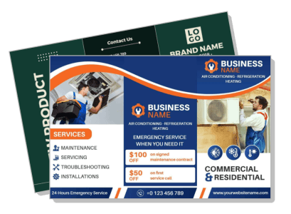 hvac service flyer commercial residential maintenance promotion template