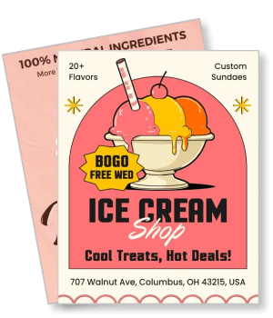 ice cream shop bogo free wednesday custom sundaes cool treats hot deals template
