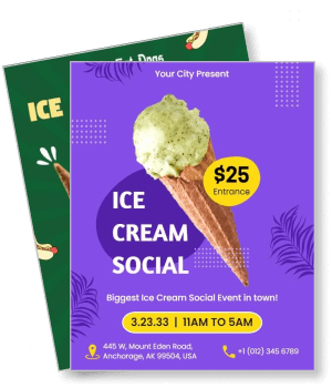 ice cream social event flyer anchorage march 2023 template