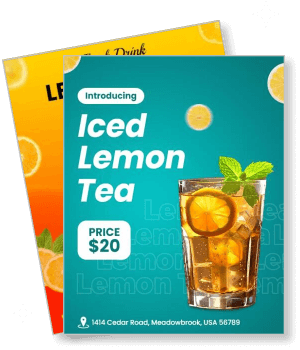 iced lemon tea promotion with price and location template