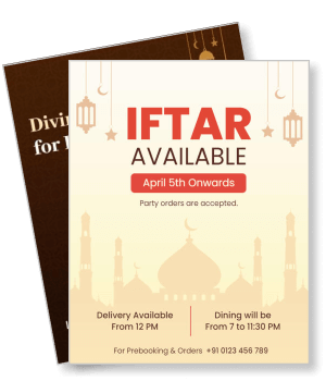 iftar availability announcement with delivery and dining details template