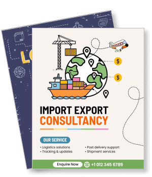 import export consultancy promotional flyer logistics shipment services advertisement template