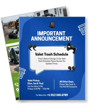 important announcement valet trash schedule update flyer template