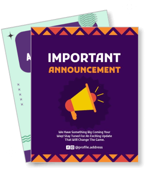 important announcement with megaphone and decorative border design template