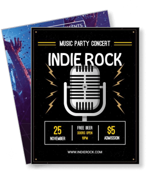 indie rock concert poster vintage microphone design template