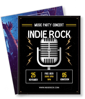 indie rock concert vintage microphone design template