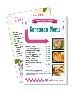 indonesian gorengan menu fried snacks price list restaurant template