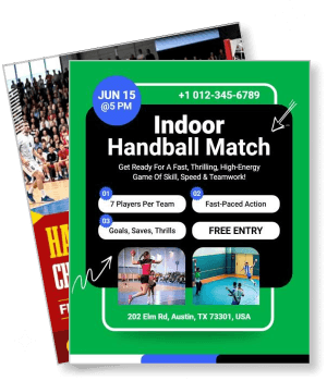 indoor handball match event poster free entry template