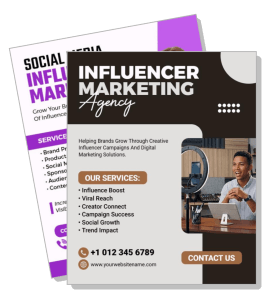 influencer marketing agency services poster design social media promotion template