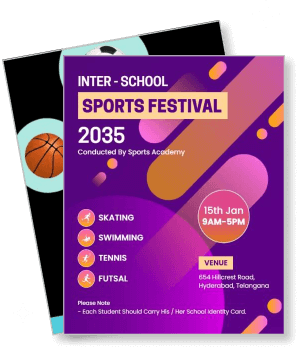 inter school sports festival 2035 skating swimming tennis futsal event template