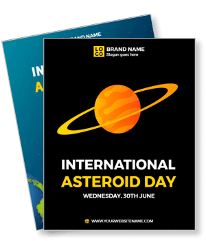 international asteroid day event with planet illustration and brand logo template