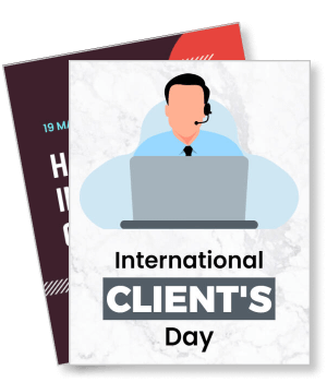 international clients day celebration with customer support representative illustration template