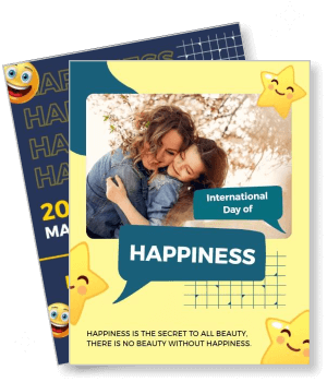 international day of happiness celebration design with smiling family template