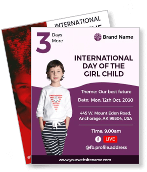 international day of the girl child event with date and time details template
