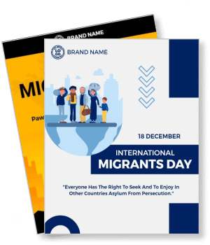 international migrants day brand name design with human figure illustrations template