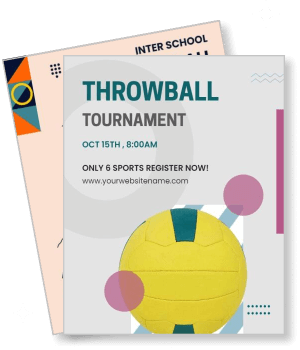 interschool throwball tournament event promotion volleyball design template