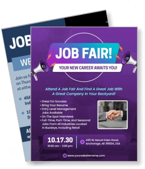 job fair new career opportunities event poster with details template