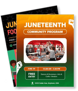 juneteenth community program event flyer with arts crafts vendors celebration template