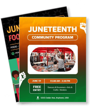juneteenth community program event with arts crafts vendors celebration template