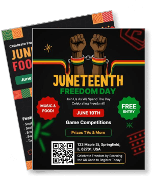 juneteenth freedom day celebration with fists design and event details template