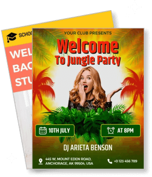 jungle party invitation card dj arieta benson july 10th anchorage event design template