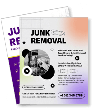 junk removal service flyer promoting debris removal and free estimate template