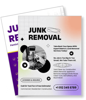 junk removal service promoting debris removal and free estimate template