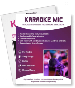 karaoke mic bluetooth wireless microphone speakers advertisement template