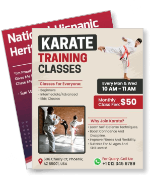 karate training classes promotional advertisement design template