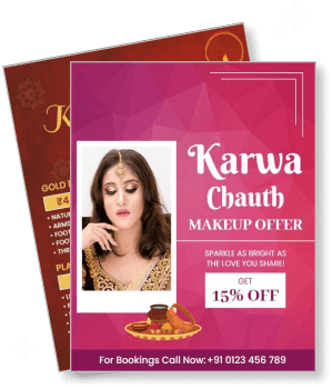 karwa chauth makeup offer discount bridal beauty promotional design template