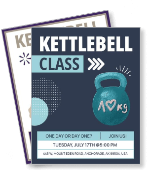 kettlebell class poster with date and location details template