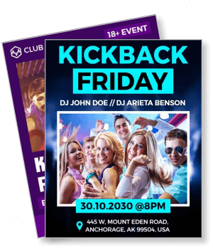 kickback friday club event party with djs and partygoers anchorage usa template