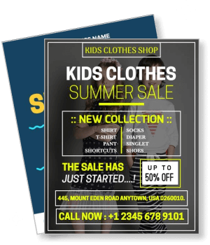 kids clothes shop summer sale new collection discount details template